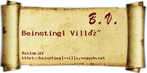 Beinstingl Villő névjegykártya